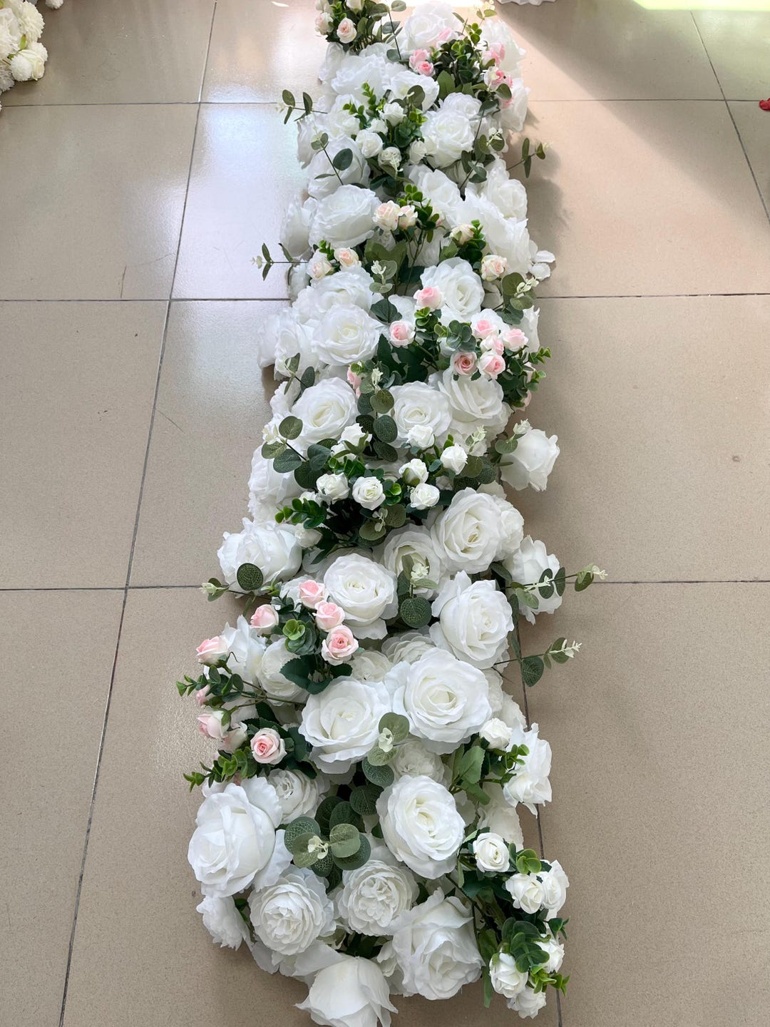 Full White Peony Flower Garland,white Rose Flower Runner,wedding Arch ...