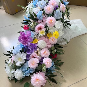 Spring Rose Peony Flowers Row,Artificial Flower Garland Arch,Rose Peony Hydrangea Arch Table Flower Runner,Wedding Flower Garland