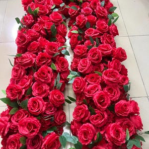 Red Rose Flower Garland,Artificial Flower Runner,Table Centerpiece Flower Runner,Wedding Arch Swag,Flower Arrangement,Fake Flower Runner