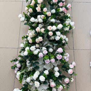 Silk Flower Arch Garland,Peony Rose Flower Runner,Wedding Floral Row,Wedding Arch Swag,Wedding Flower Arrrangement,Table Flower Runner