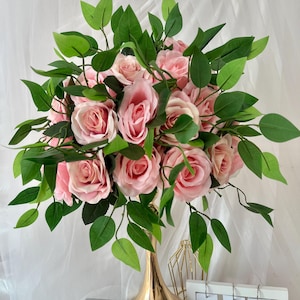 Greenery Hot Pink Rose Flower Ball,Rose Table Centerpiece,Table Flower Ball,Flower Centerpieces,Wedding Aisle Flower,Rose Flower Arrangement
