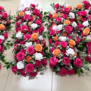 Hot Pink Rose Flower Arch,Red Pink Rose Flower Runner,Wedding Floral Row,Wedding Arch Swag,Wedding Flower Arrrangement,Table Flower Runner