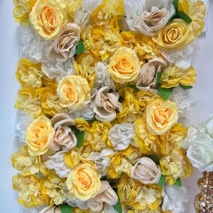 Floral Wall,Yellow Rose Flower Wall For Wedding Baby Shower Party Event Decor,Wedding Reception,Home Shop Wall Decor,Custom Flower Panel