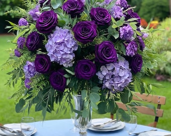 Purple Hydrangea Rose Flower Ball,Table Decor,Wedding Table Centerpiece Arrangement