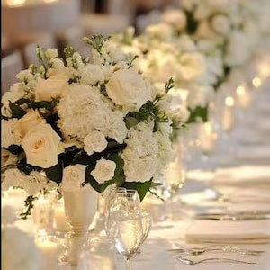 White Rose Floral Ball,Table Flower Ball,Table Flower Arrangement,Wedding Head Table Centerpieces,Large Artificial Flowers Arrangement Decor