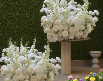 Weiße Elfenbein-Blumen-Reihe, Hochzeits-Gangblumen, Bodenblumenarrangement, Boden-Blumen, weiße Hochzeits-Blumenbogen-Dekor