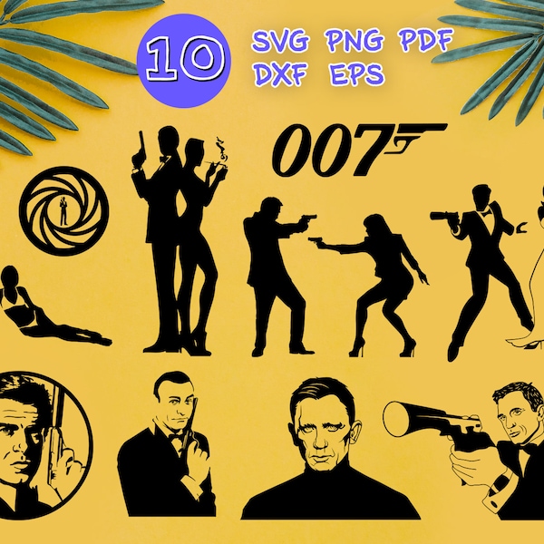 JAMES BOND SVG, james bond clipart, james bond print, svg files for cricut, daniel craig svg, james bond design, 007 svg, secret agent svg