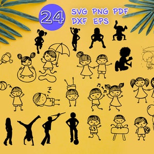 KINDER SVG, Kind Svg, Baby Svg, Kinder Svg, Kinder Silhouette, Kinder Clipart, Svg für Cricut, Mädchen Svg, Kinder Geburtstag Svg, Umriss