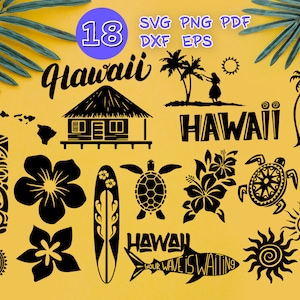 HAWAII SVG, hawaiian svg, tropical svg, hawaii silhouette, tiki svg, luau svg, aloha hawaii svg, hawaii dxf, hawaii svg files, stencil, DXF