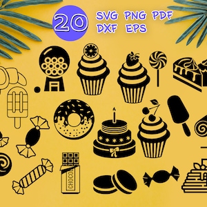 SWEETS SVG, candy svg, cupcake svg, candy cane svg, dessert svg, donut svg, silhouette, clipart, stencil, vector, decal, cut file, outline