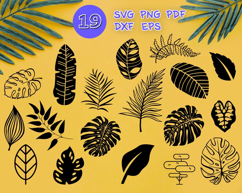 LEAF SVG Leaf Silhouette Palm Leaf Svg Wreath Svg Tropical Etsy