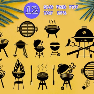 Puede incluir: Un conjunto de 12 iconos de parrilla en blanco y negro. Los iconos incluyen diferentes tipos de parrillas, como parrillas de carbón, parrillas de gas y ahumadoras. Los iconos son perfectos para usar en una variedad de proyectos, como sitios web, redes sociales y materiales impresos.