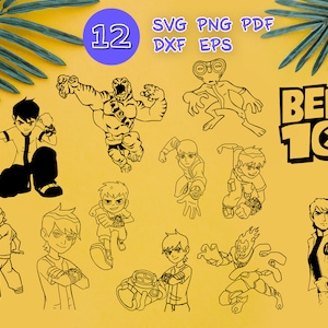 BEN10 SVG, ben 10 Clipart, ben 10 Silhouette, ben 10 Schablone, Vektor, Aufkleber, geschnittene Datei, Umriss, Monogramm, Druck, Muster, Aufbügeln, Design