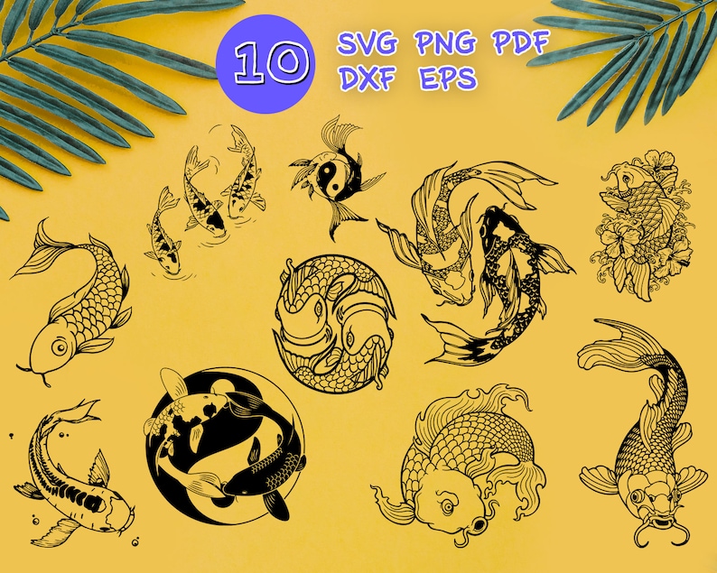 Download KOI FISH SVG fish clipart zentangle svg koi vector koi | Etsy