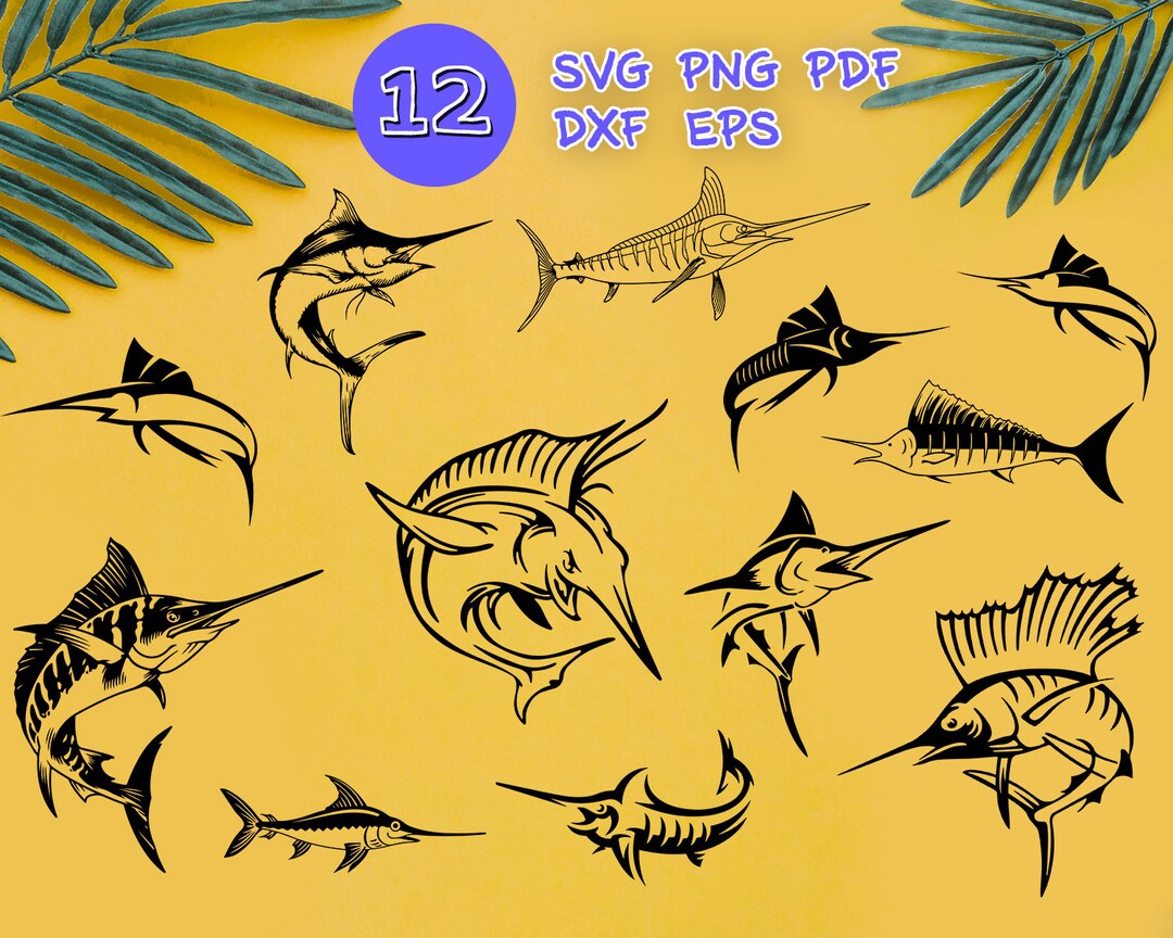 SWORDFISH SVG, Fishing Svg, Swordfish Clipart, Marlin Svg, Swordfish Dxf, Sailfish Svg