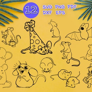 MOUSE SVG, petit clipart de souris, silhouette de souris, décalque de souris, clipart, pochoir, vecteur, fichier coupé, contour, monogramme, fer-sur, conception