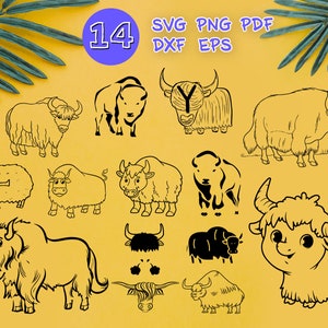 YAK SVG, yak happy svg, yak dxf, yak clipart, yak silhouette, yak file tagliati, silhouette, clipart, stencil, vettore, decalcomania, file di taglio, contorno