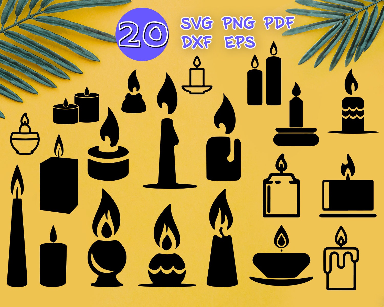 CANDLES SVG Candle Clipart Candle Silhouette Candle Cut Etsy
