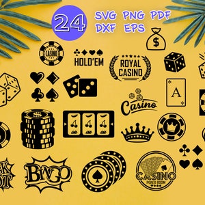 CASINO SVG, gambling svg, poker svg, playing cards svg, casino clipart, rolling dice svg, casino silhouette, casino game svg, Design, decal