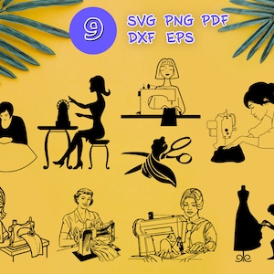 SEAMSTRESS SVG, sewing svg, sewing machine svg, knitting svg, seamstress cut file, crafting svg, scissors svg, hobby svg, outline, iron-on
