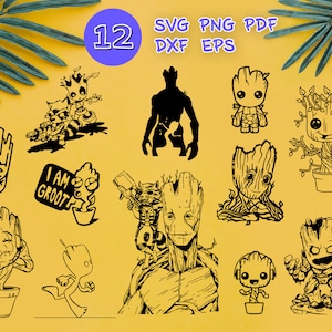 GROOT SVG, Baby Groot Svg, ich bin groot Svg, Wächter Galaxie Svg, Groot Clipart, Groot Silhouette, Baby Groot Clipart, Groot geschnitten Datei, DECAL