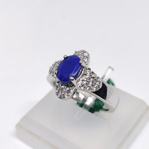 Natural Lapis Lazuli Ring, Lapis Lazuli  Sterling Silver Ring, Solid Silver Ring, 8x6mm Lapis Lazuli Statement Ring, Gift For Women