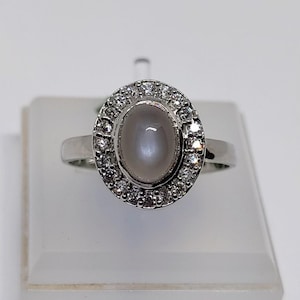 Natural Gray Moonstone Sterling Silver Ring, Moonstone 925 Sterling Silver Ring, Oval Shape Gray Moonstone Jewelry, Best For Her