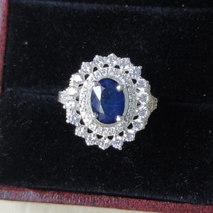 Natural Blue Sapphire Sterling Silver Ring, Sapphire 925 Silver Jewelry, Handmade Silver Ring, Unique Gemstone Silver Ring, Gift For Her