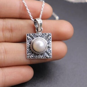 Pearl Silver Pendant, Fresh Water Pearl Silver Necklace, Handmade Silver Pendant, Gift For Her