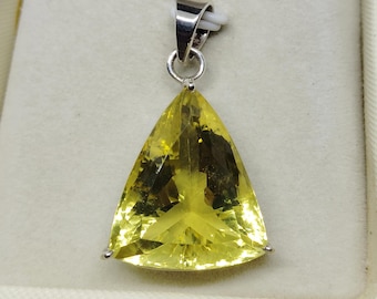 Lemon Quartz Sterling Silver Pendant Necklace: Handmade Gemstone Jewelry