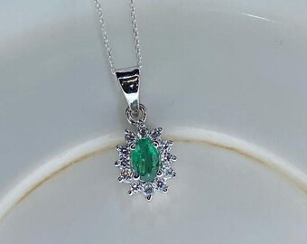 Natural Emerald Pendant For Girlfriend, Emerald Jewelry, Wedding Gift, Anniversary Gift, Best For Christmas Gift