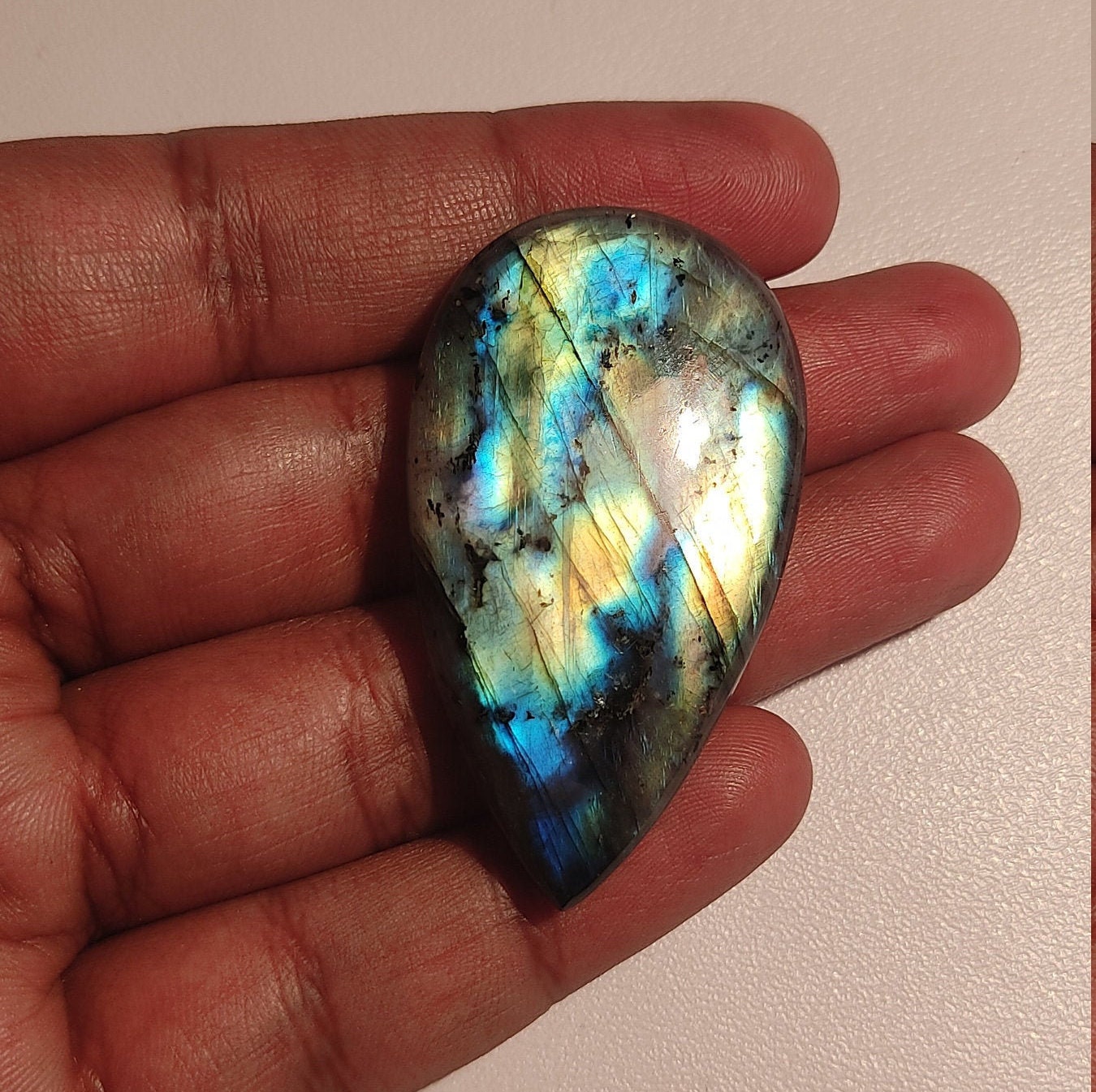 Multi Fire Labradorite Cabochon Loose Gemstone 54.75 Cts Oval Shape Best For Silver Alluring Multi Fire Labradorite Wire Wrap Jewelry