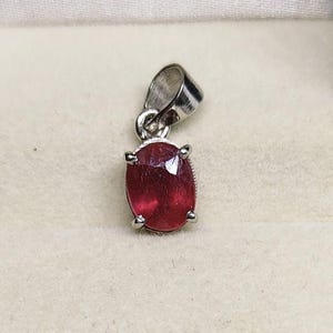 Natural Ruby Sterling Silver Pendant, Ruby Silver Jewelry, Loose Gemstone Necklace, Gift For Her