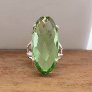 Natural Green Amethyst Sterling Silver Ring, Green Amethyst Silver Jewelry, Gemstone Silver Ring, Handmade Silver Jewelry, Gift For Her
