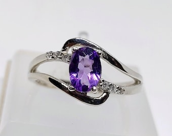 Faceted Amethyst Sterling Silver Ring: Handmade Purple Gemstone Jewelry
