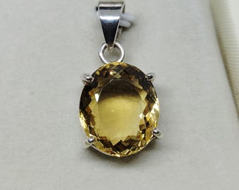 Lemon Quartz Sterling Silver Pendant Necklace: Handmade Gemstone Jewelry