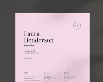 Resume template with cover letter for Word, Indesign & Photoshop. Laura