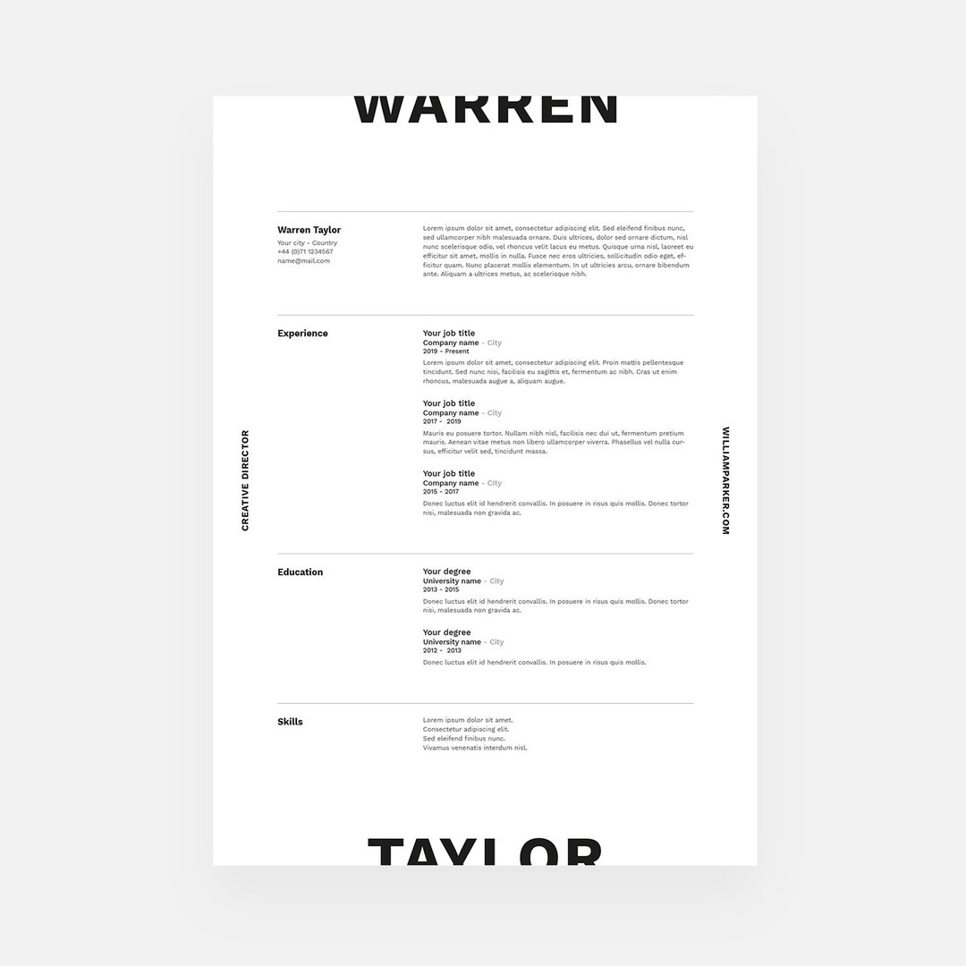  Resume Template With Cover Letter For Word Indesign Photoshop 