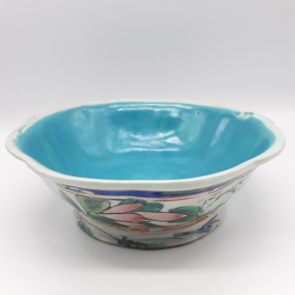 Antique Handmade Chinese Floral Bowl