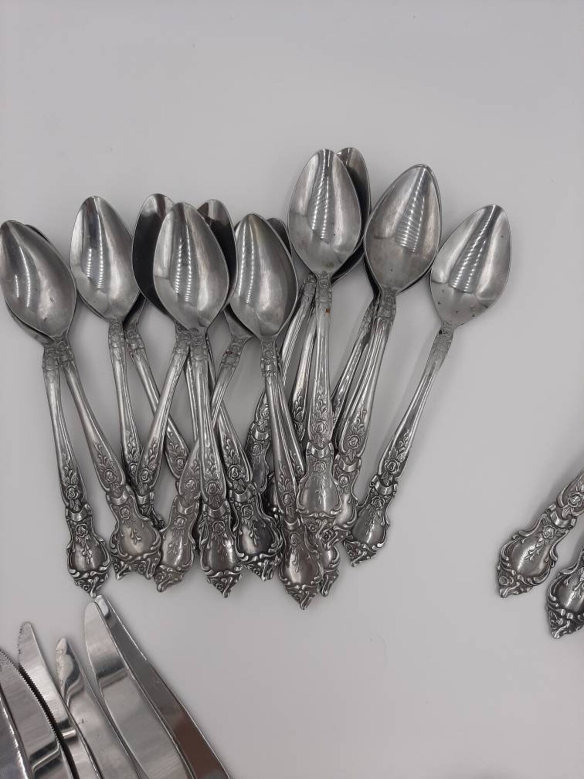 Stainless Steel Japan Rose Pattern Flatware Etsy