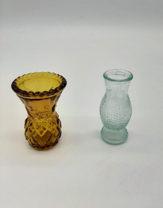 Two Vintage Miniature Glass Vases Etsy