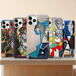 coque de portable cubisme Picasso | Art abstrait iPhone 16 15 14 Samsung S25 Huawei Pixel | Couverture de tableau d'art moderne