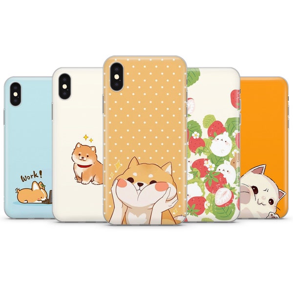 Shiba Inu phone case, kittens and puppies phone cover for iPhone 7, 8, 11, 12, Galaxy S10, S20, A40, A50, A51,  P20, P30