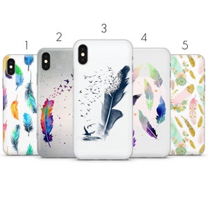 Pretty feather art, pattern gift design phone case cover for iPhone 15 Pro Max, 14 Plus, 13, 12, 11 & Samsung S24, S23, A54, Pixel 8 Pro, 7