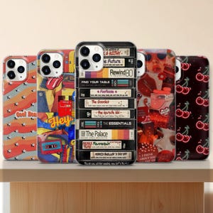 Vintage Retro 80s VHS Phone Case | Y2K Aesthetic iPhone 16 15 14 Samsung S25 Huawei Pixel | Nostalgic Cassette Cherry Cover