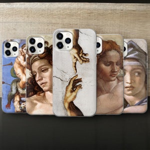 Custodia per telefono con motivo Michelangelo, cover per telefono con dipinti famosi per iPhone 15 Pro Max, 14 Plus, 13, 12, 11 e Samsung S24, S23, A54, Pixel 8 Pro, 7