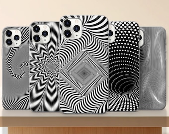 Optical Illusion Phone Case iPhone 16 Pro 15 14 Samsung S24 | Hypnotic Black White Gift | Aesthetic Trippy Art Cover Pixel 9 8