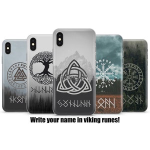 Viking phone case, Personalized Name in Viking Runes for iPhone 7, 8, X, 11, Galaxy S10, S20, A40, A50, A51,  P20, P30