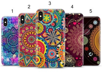 Funda Trippy mandala art patterns colors para iPhone 7, 8, 11, 12, Galaxy S10, S20, A40, A50, A51, P20, P30