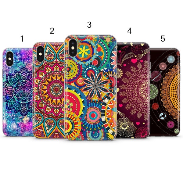 Couverture de couleurs de motifs d’art mandala Trippy pour iPhone 7, 8, 11, 12, Galaxy S10, S20, A40, A50, A51, P20, P30